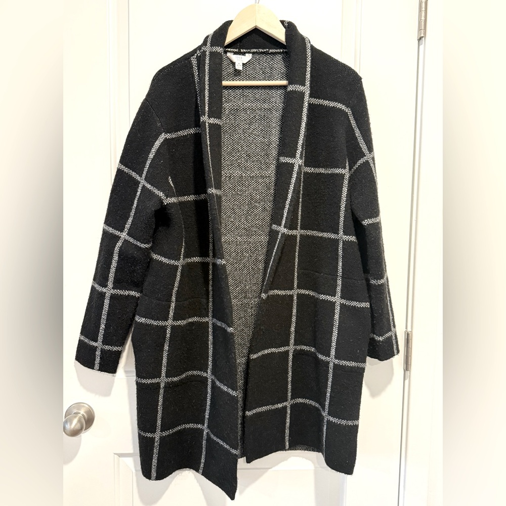 Time and Tru Black and White Plaid Jacket